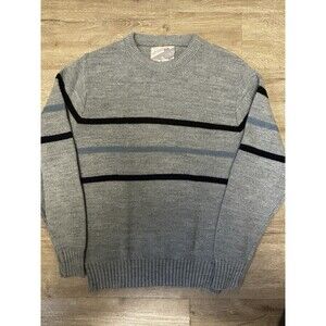 Wintuk Orlon Acrylic‎ Knit Sweater Gray Striped - Men's Small Vintage 80s Ski